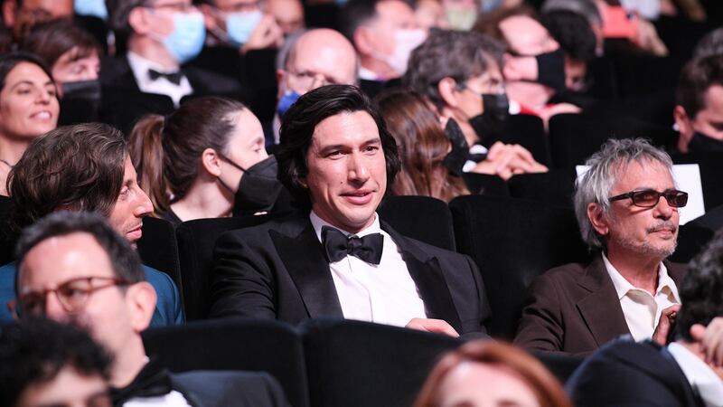 Adam Driver (centre) and director Leos Carax (right) during the opening ceremony of the 74th annual Cannes Film Festival. Photograph: Pascal Le Segretain/Getty