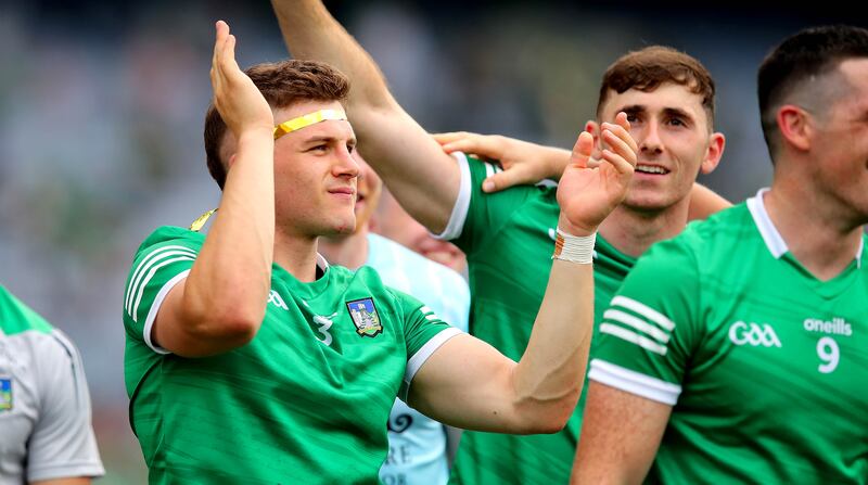 Limerick’s Mike Casey celebrates an All-Ireland victory that was all the sweet for coming after he returned from cruciate ligament damage. Photograph: Ryan Byrne/Inpho