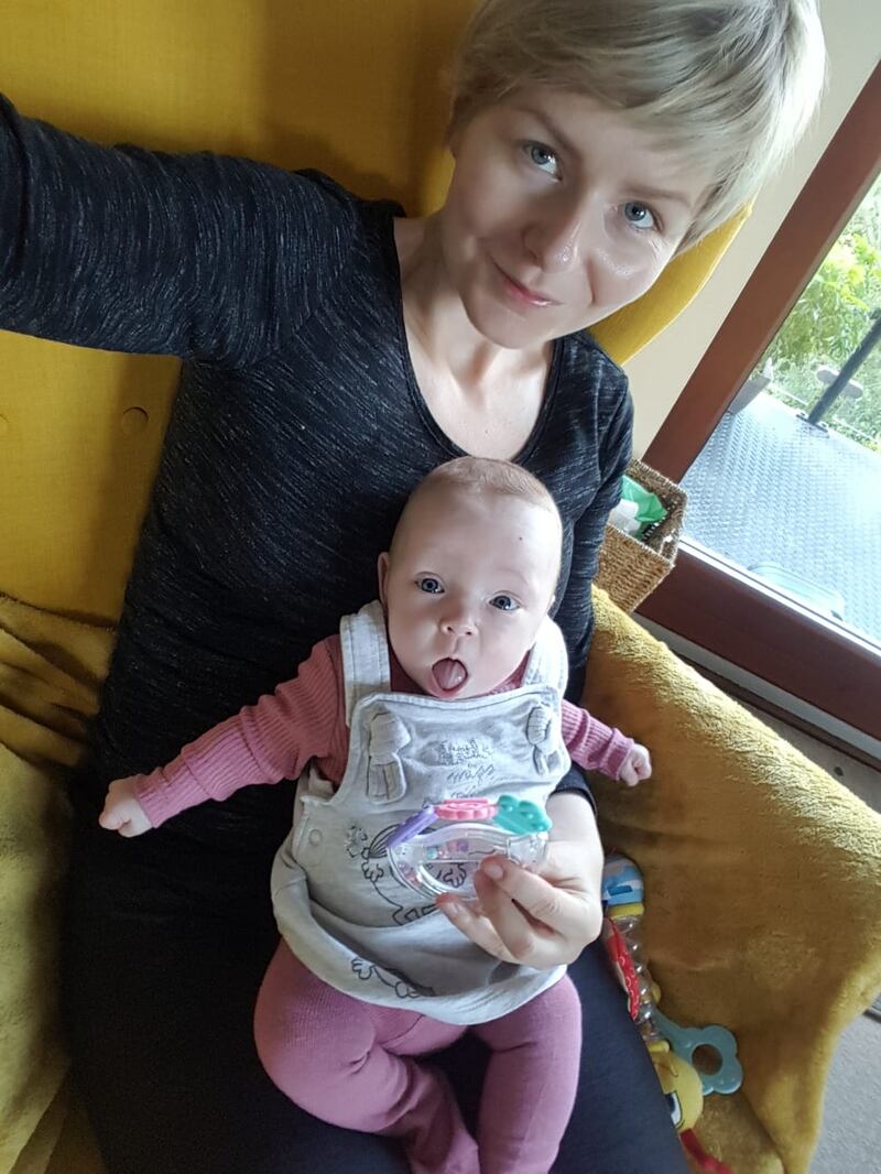 Iwona Prusinska and her baby Sara, pictured at six months old.