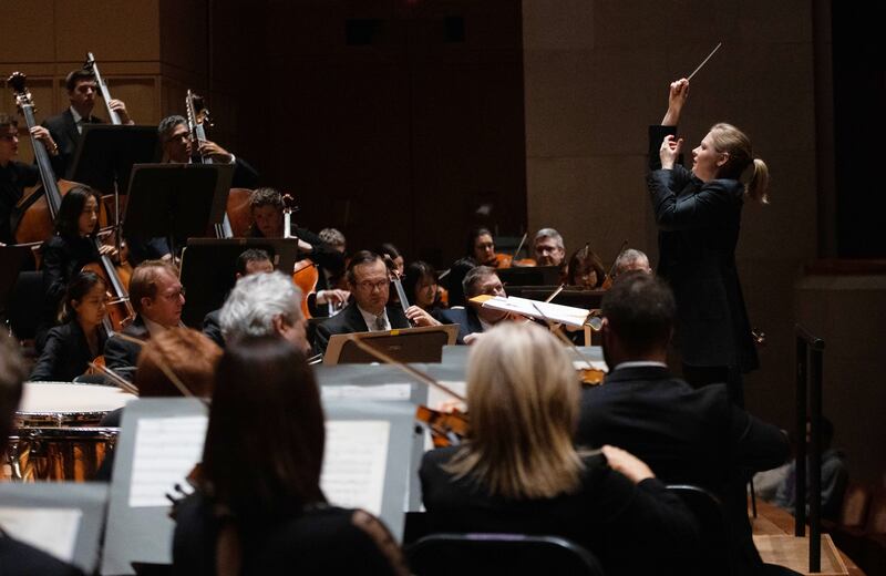 Gemma New with the New Zealand Symphony Orchestra. Photograph: Sylvia Elzafon