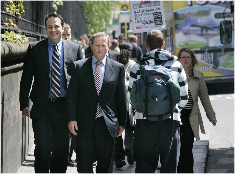 Then Fine Gael leader Enda Kenny with minister for enterprise Leo Varadkar in 2009. Photograph: Dara Mac Dónaill