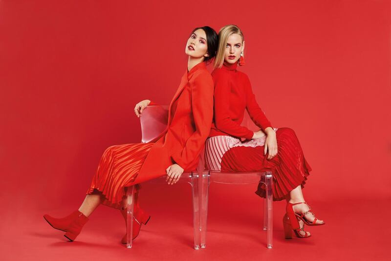 Li-Ann wears coat, €82, Marks & Spencer; dress, €99, Whistles; and boots, €42, Marks & Spencer. Vanessa wears knit, €120, and shirt, €55, both Marks & Spencer; shoes, stylist’s own; earrings, €12, Aldo