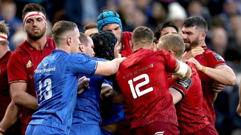 Tempers flare between Leinster and Munster in October.  Photograph: Bryan Keane/Inpho