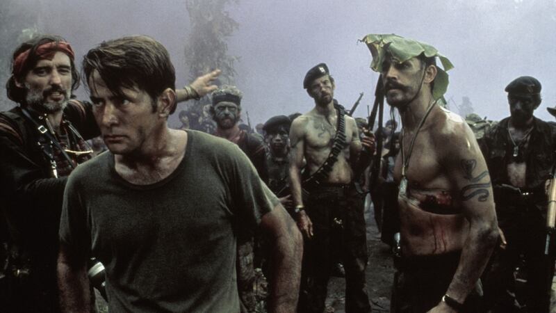 Dennis Hopper, Martin Sheen, Scott Glenn and Frederic Forrest in Apocalypse Now (1979).