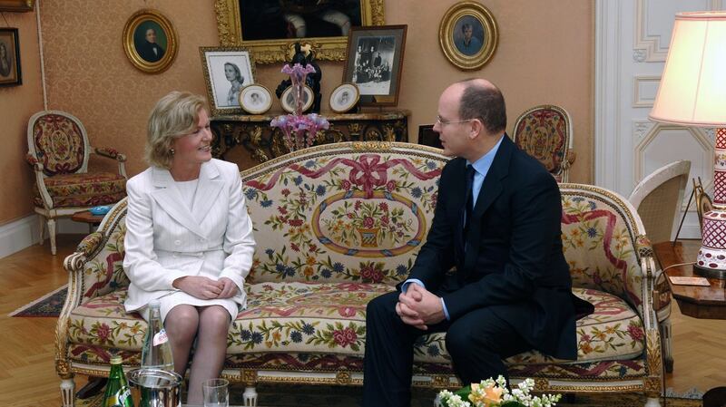 Ambassador Anne Anderson with Prince Albert II in Monaco: she is nearing end of a 45-year career at the Department of Foreign Affairs