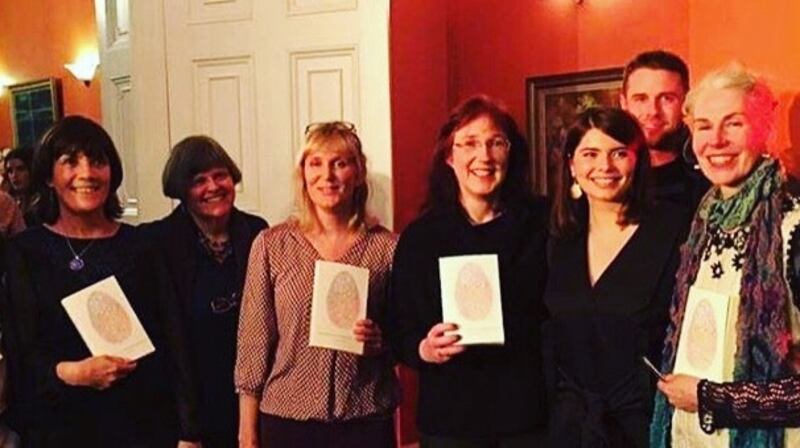 The Broken Spiral authors at its launch, from left: Fiona O’Rourke, Alex Reece Abbott, Lisa Harding, Vanessa Fox O’Loughlin, RM Clarke, Oisín Fagan and Mia Gallagher