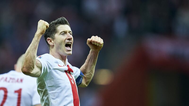 Robert Lewandowski celebrates his goal against the Republic of Ireland last October.