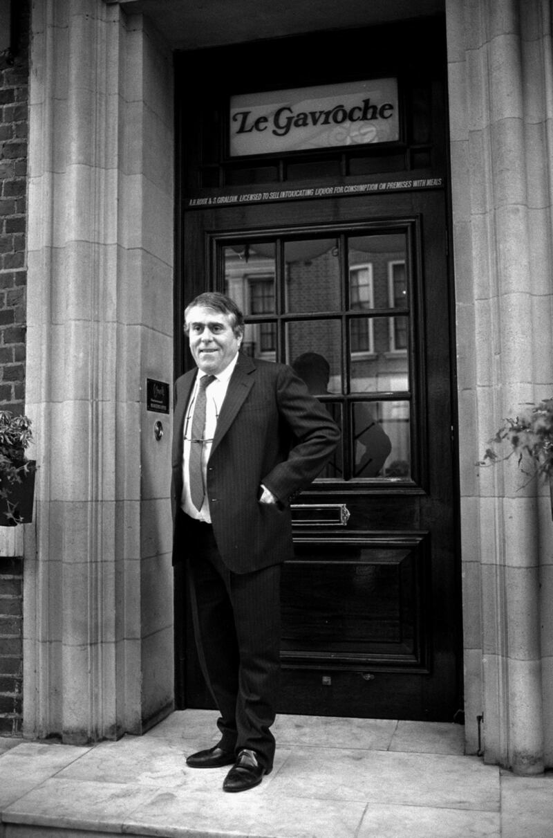 Albert Roux outside his Mayfair Restaurant, Le Gavroche in London on March 12th, 1991.  File photograph: Adam Butler/PA Wire