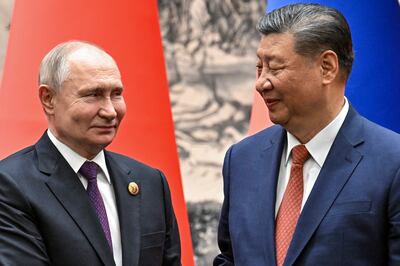 Chinese president Xi Jinping and Russian leader Vladimir Putin meet in Beijing last May. Photograph: Sergei Bobylev/AP