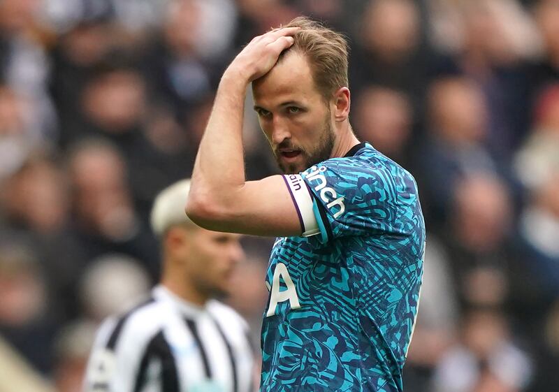 Harry Kane reacts during the Premier League match at St. James' Park. Photograph: Owen Humphreys/PA