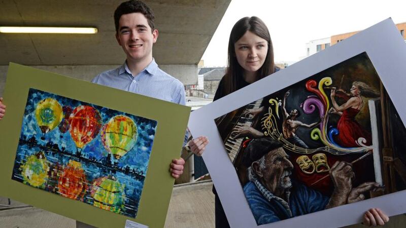 Alex Wright, Rathmore and District Credit Union, winner in the 18 years and over category and Shania McDonagh, St Coleman’s (Claremorris) Credit Union, winner in the 14- to 17-year-old category, at the presentation at Croke park, Dublin. Photograph: Eric Luke/The Irish Times