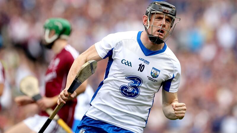 Kevin Moran celebrates scoring the game’s opening goal. Photograph: Ryan Byrne/Inpho