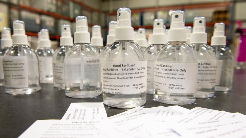 Hand sanitisers made by Listoke Distillery in Co Louth. Photograph: Ciara Wilkinson