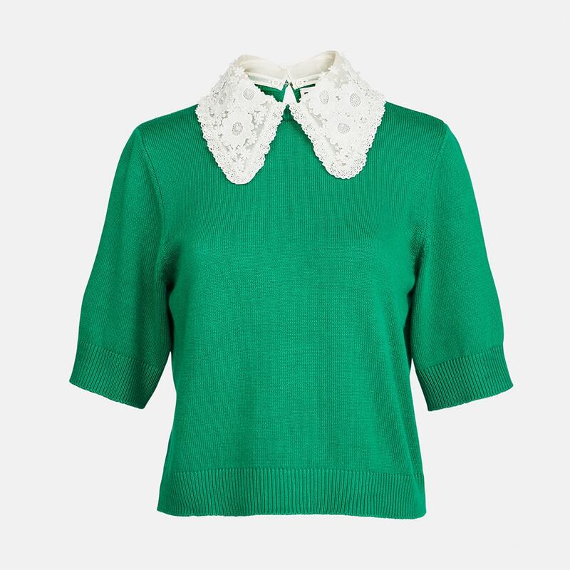 Antigua green sweater with collar (€195) from Essentiel Antwerp at Anastasia, Ranelagh