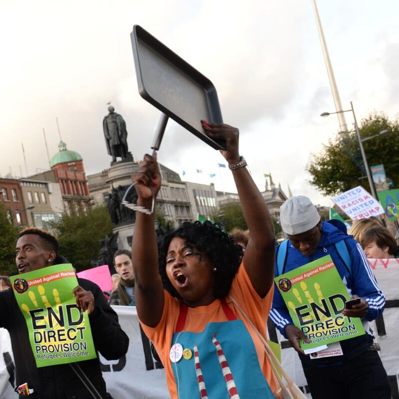 Ellie Kisyombe at a United Against Racism rally in Dublin in 2016. Photograph: Dara Mac Dónaill