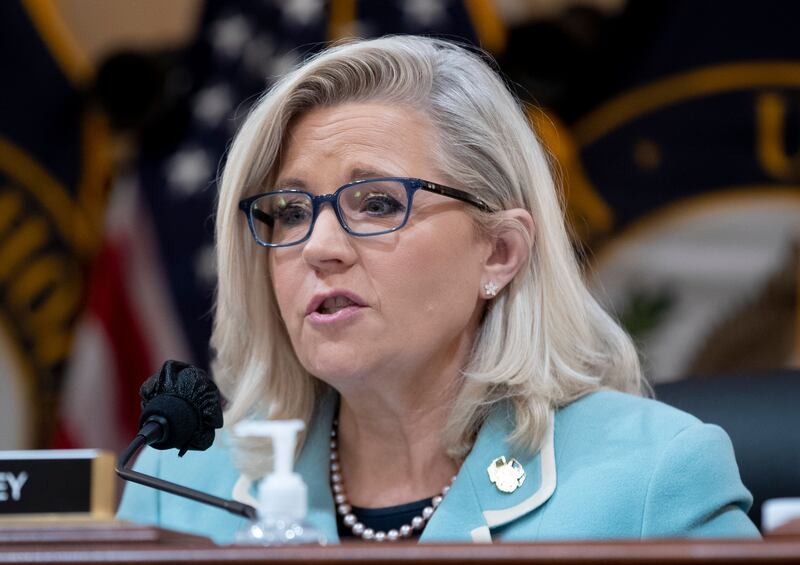 Republican representative Liz Cheney speaks during a hearing of the House Select Committee to Investigate the January 6th attack on the US Capitol, on Capitol Hill in Washington, DC, US, on Monday. Photograph: Michael Reynolds/EPA