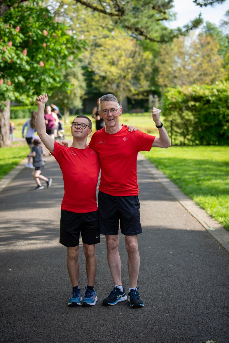 Gerard O'Carroll and son Yann. Yann ran his 150th Park Run in Tralee on May 13th, 2023, with his dad Gerard. Photograph: Domnick Walsh/Eye Focus 