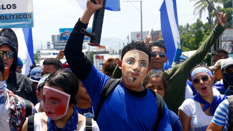 Demonstrators in Managua wearing traditional masks take part in a march on July 12th called “Together we are a volcano” against Nicaraguan president Daniel Ortega’s government. Photograph:  Oswaldo Rivas/Reuters