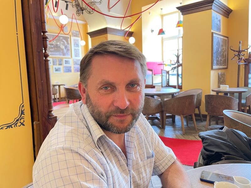 Yuriy, a Protestant pastor from Zhmerynka in central Ukraine, has had no contact with his son Mark, a border guard, since he was taken prisoner by Russia in May when it seized the Azovstal steel factory in Mariupol. Photograph: Daniel McLaughlin