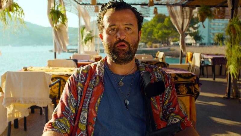 Danny Mays in White Lines, a Britsploitation thriller that follows a group of ravers to Ibiza before flashing forward 20 years when they’ve turned into murder victims, burned-out drug dealers and Laurence-Foxes. Photograph: Netflix