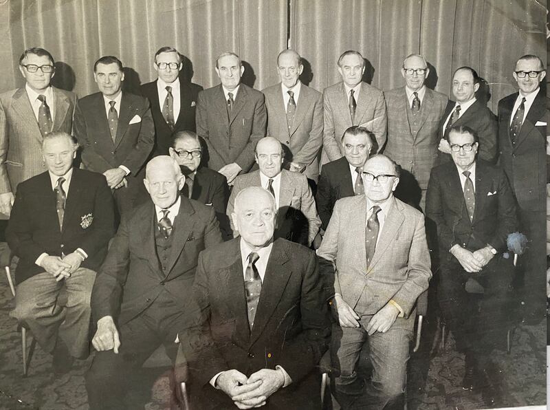 A rare photo of Harry McKibbin (far left, middle row), with Shiggy Konno beside him.