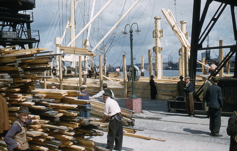Wood from Finland being unloaded  at Dublin Port. Photograph: Dublin Port Company  Archive