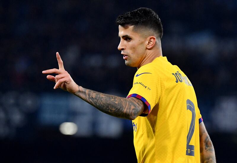 Barcelona's João Cancelo during the Champions League round of 16 first Leg match between Napoli and Barcelona at the Diego-Armando-Maradona stadium in Naples on February 21st. Photograph: Tiziana Fabi/AFP via Getty Images