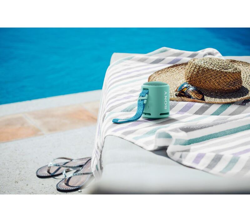 The Sony SRS-XB12 portable and waterproof Bluetooth speaker comes in a range of hot sunshine colours