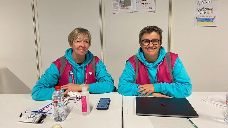 South Dublin volunteer centre lead Tricia Nolan (right) and colleague Cathy Medbury (left). Photograph: Jade Wilson