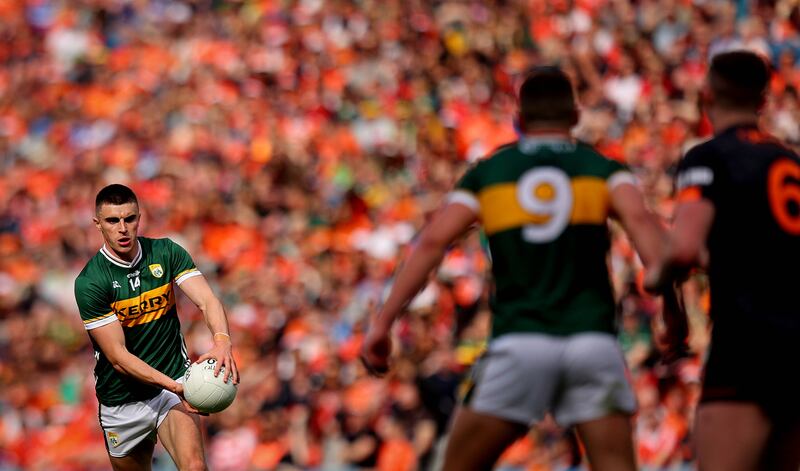 Seán O'Shea of Kerry in action against Armagh during last weekend's semi-final at Croke Park. Photograph: Ryan Byrne/Inpho
