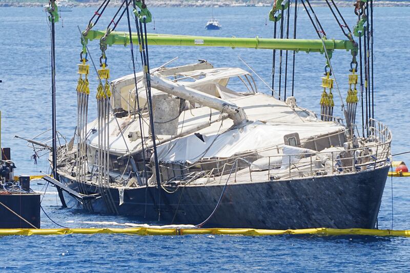 The Bayesian is lifted to the surface. Photograph: Peter Byrne/PA Wire