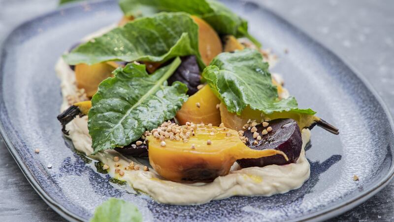 Heritage beetroot, nutty cauliflower puree and buckwheat. Photograph: Harry Weir