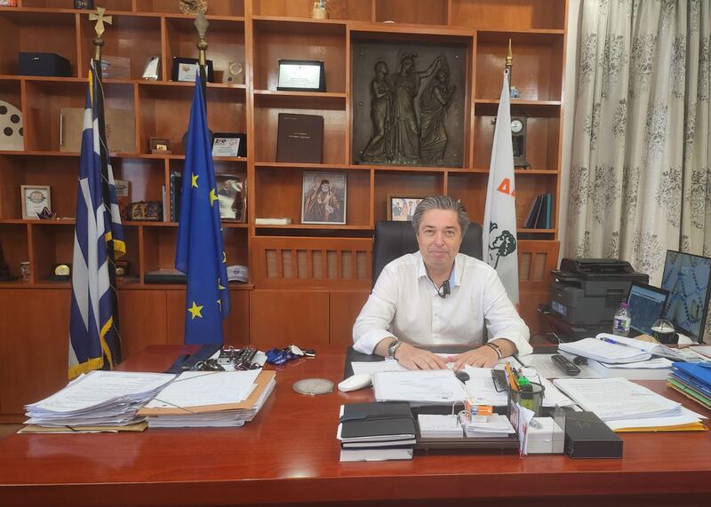 Zakynthos mayor Georgios Stasinopoulos urges caution when it comes to promises of free drink. Photograph: Niamh Browne