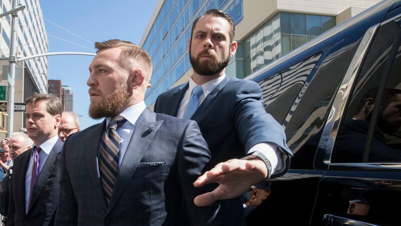Irish MMA fighter Conor McGregor arrives at Brooklyn Supreme court in New York on Thursday. Photograph: Mary Altaffer/AP.
