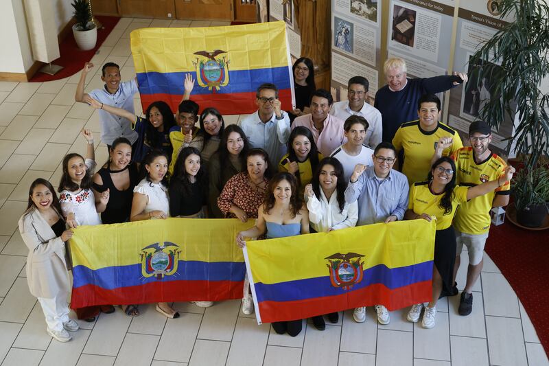 Members of the Ecuadorean community of Ireland gathered to celebrate their first ever independence day celebration in Dublin over the weekend. Photograph: Nick Bradshaw