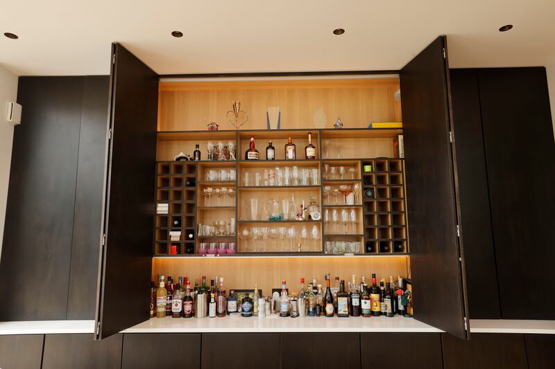 A hidden bar along one wall of the kitchen. Photograph: Alan Betson