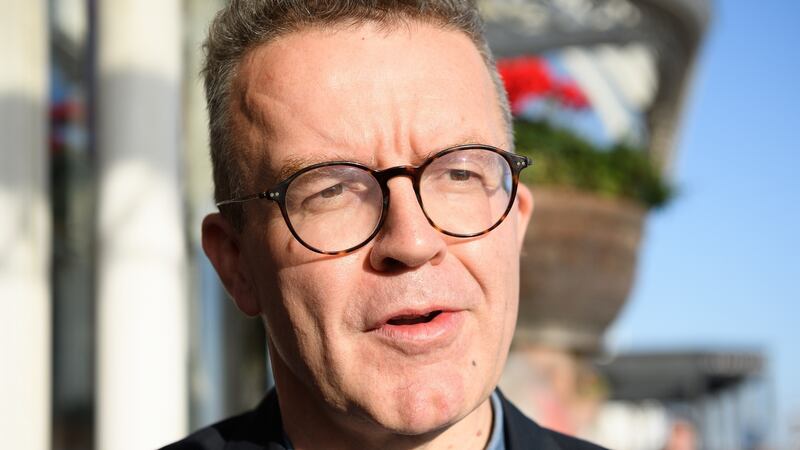 Deputy leader of the British Labour party Tom Watson arrives at his hotel, near  the Brighton Centre, the venue for this year’s Labour Party Conference, on Saturday. Photograph: Leon Neal/Getty