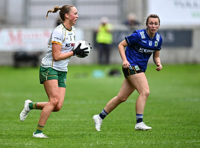 Aoibhín Cleary in action for Meath against Kerry's Niamh Carmody during the All-Ireland semi-final. Photograph: Piaras Ó Mídheach/Sportsfile
