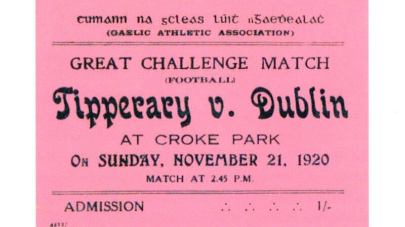 An original match ticket for Bloody Sunday 1920