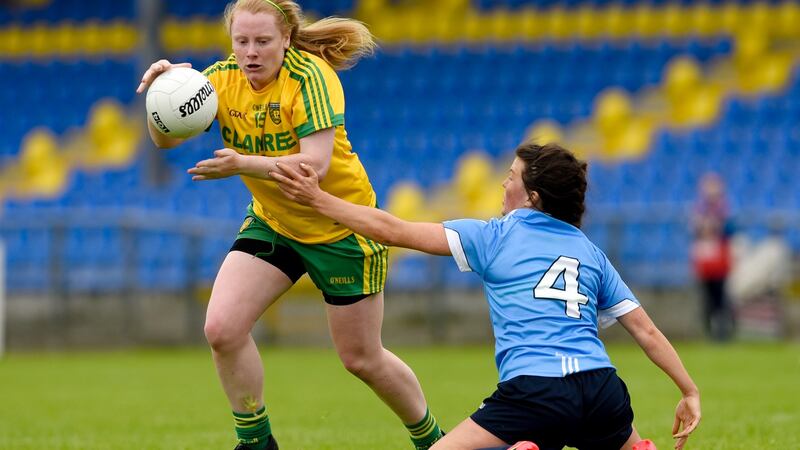 Amber Barrett in action for Donegal against Dublin in an All-Ireland quarter-final in 2016. Photograph: Tom Beary/Inpho