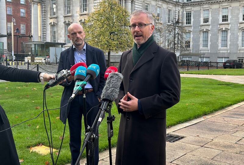 Roderic O’Gorman speaks to the media ahead of a Cabinet meeting to sign off on Budget 2025 on Tuesday morning. Photograph: PA