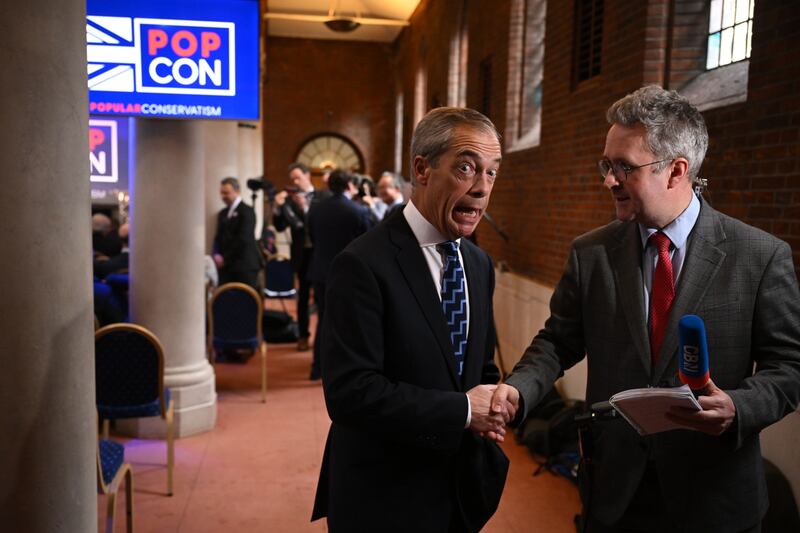 Nigel Farage: “I can see what they’re trying to do,” he said of PopCon. Photograph: Leon Neal/Getty Images
