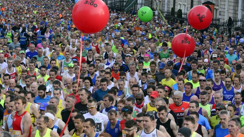 The start of the SSE Airtricity Dublin Marathon in 2016 as almost 20,000 runners took to the streets of the capital. Photograph: Cyril Byrne / THE IRISH TIMES