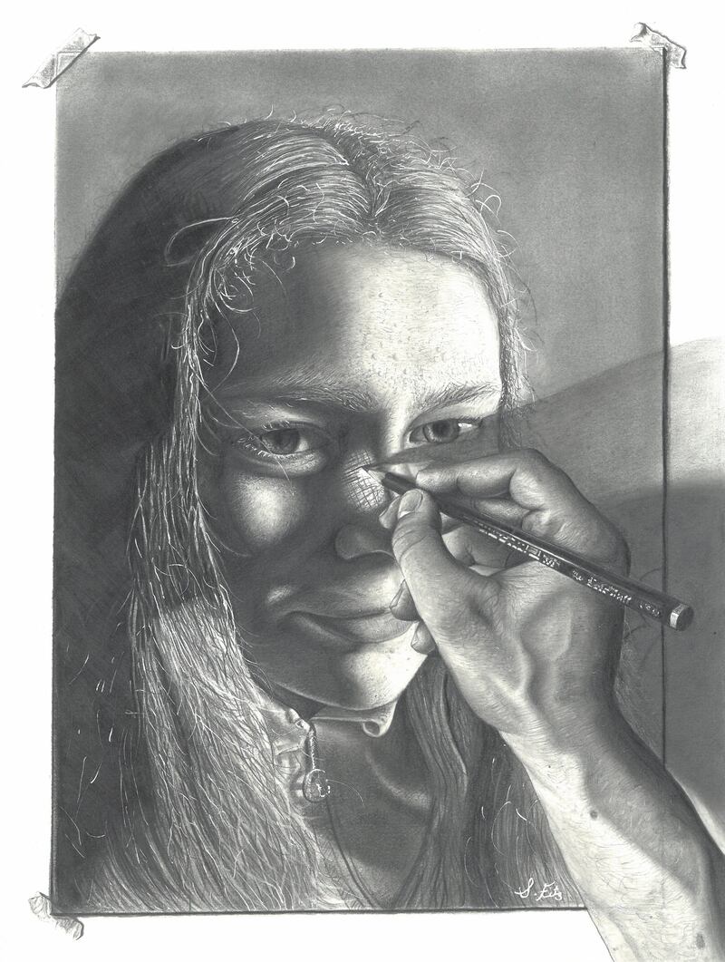 Constructing Ella, by Sean Fitzpatrick (Wexford), shortlisted for the Zurich Young Portrait Prize 2022 at the National Gallery of Ireland.