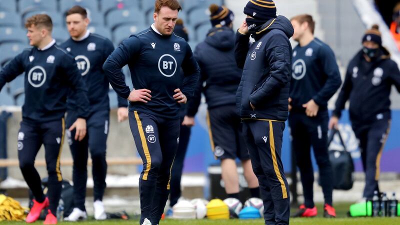 Stuart Hogg and Gregor Townsend will be hoping Scotland can make it two wins from two on Saturday. Photograph: Jane Barlow/PA