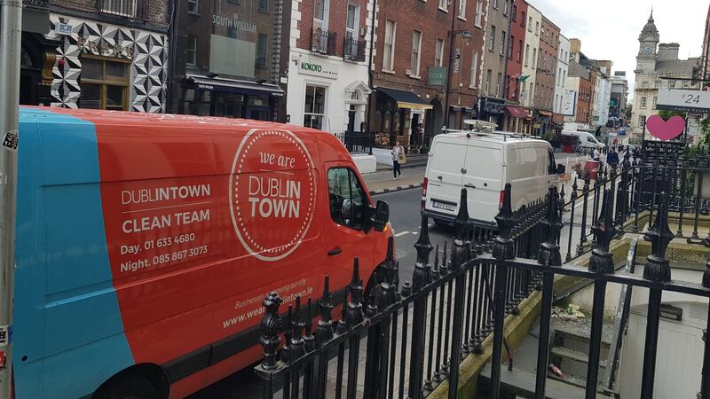 The clean-up continued on South William Street on Saturday morning.