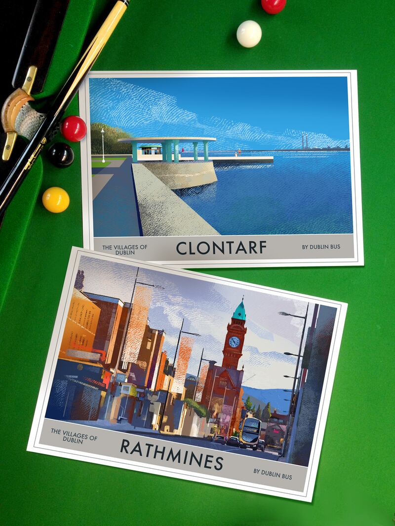 Posters of Clontarf, Rathmines and other part of Ireland, by Roger O’Reilly,€30-€40, irelandposters.ie