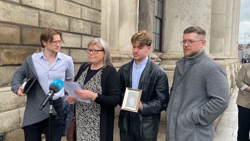 Aoife Winterlich's mother Anne and brothers Martin, Jack and Craig outside the Four Courts in Dublin on Wednesday
