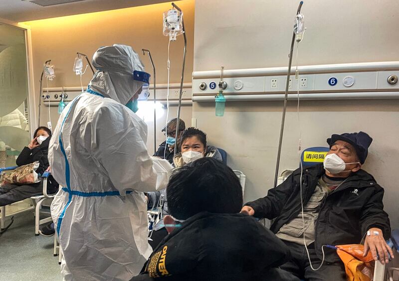 The fever clinic area in a hospital in the Changning district in Shanghai. Photograph:  Hector Retamal/Getty Images