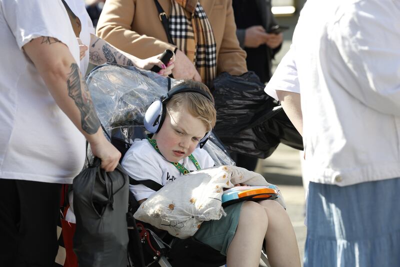 Leighton Daynes (7), from Tallaght, at the protest.  Photograph: Nick Bradshaw